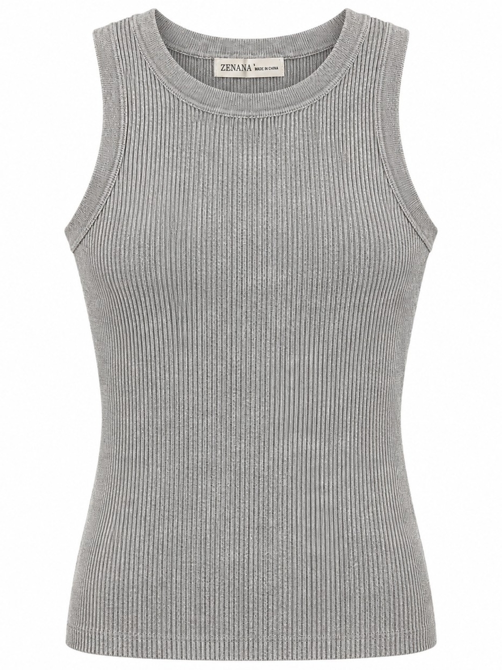 Zenana Women's Gray Ribbed Knit Tank